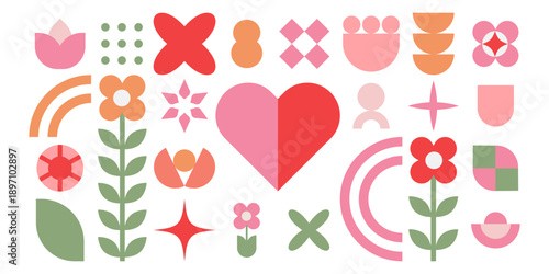 Spring Geometric Floral Elements Collection