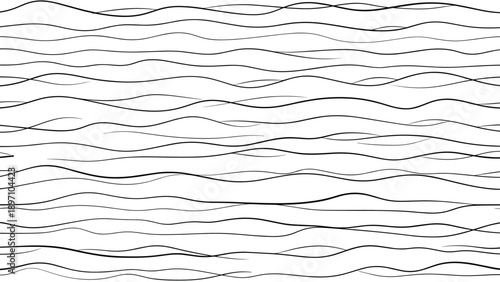 Simple black and white pattern consisting of numerous thin wavy horizontal lines creating a textured organic look.