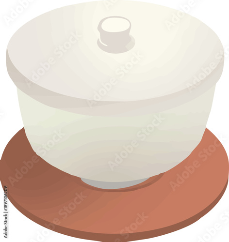 お茶　湯呑に入った温かい日本茶のイラスト