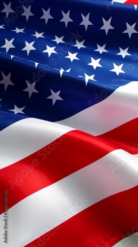 Wallpaper Mural Close-up of a rippling American flag with fabric folds and visible stars and stripes Torontodigital.ca