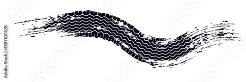 Tire track. Car, bike, motorcycle tyre mark with grunge effect isolated on white background. Wheel footprint on the road. Top view of rubber protector mark