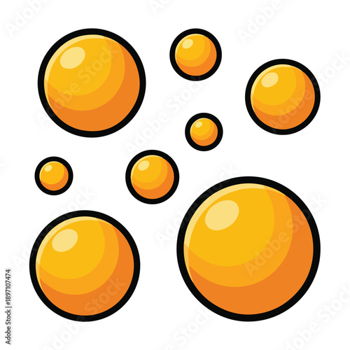 Orange Bubbles of Various Sizes Floating.