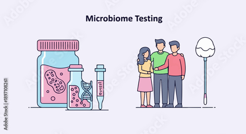 Microbiome testing scientific research, family, and DNA