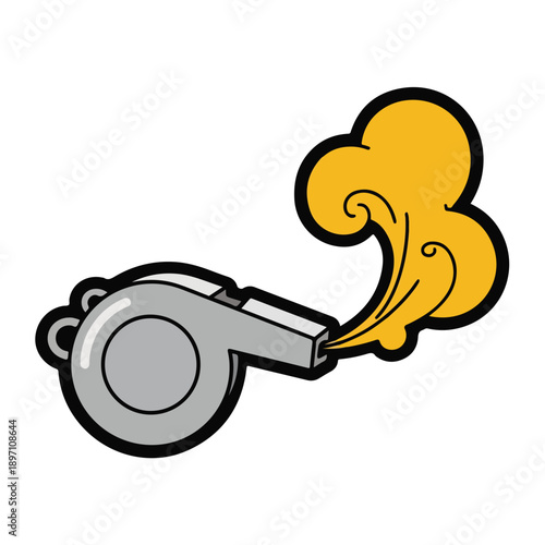 Whistle Blowing Loud Yellow Sound Wave.