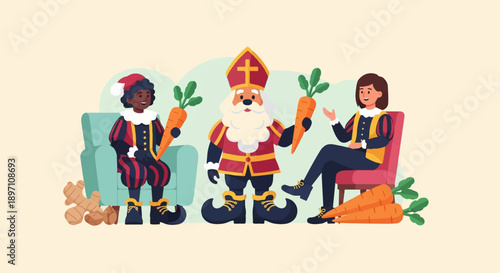 Holiday characters with carrots and ginger