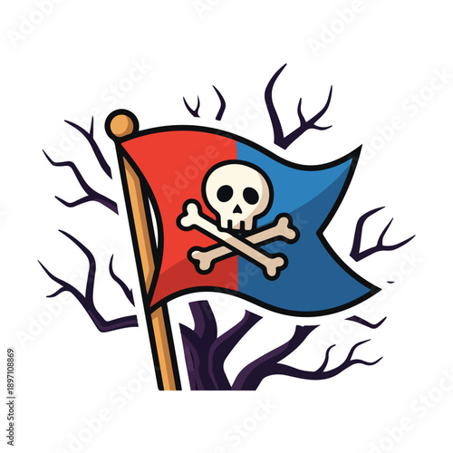 Pirate Flag with Skull and Crossbones.