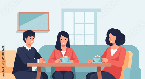 Friends enjoying coffee indoors