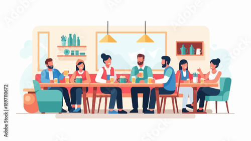 Friends gather at a restaurant table enjoying drinks and conversation