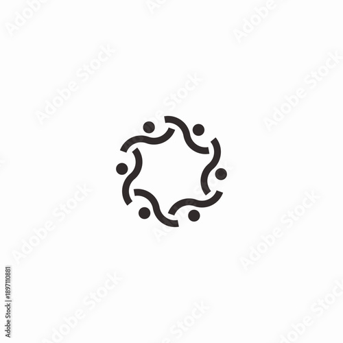 Circular design featuring interconnected figures representing community and unity.