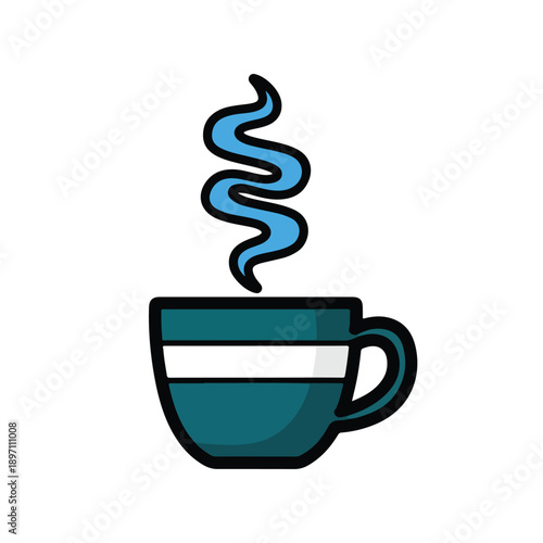 Steaming Coffee Cup Illustration Design.