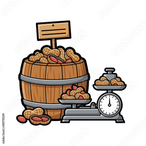 Nut Storage Barrel with Weighing Scale.
