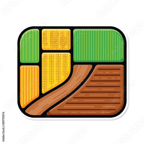 Stylized Field with Crops and Path.