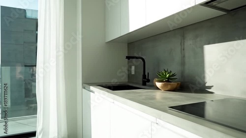 Minimalist Modern Kitchen Interior With Natural Light And Sleek Design