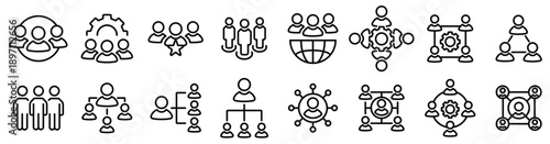 Business Organization and Team Structure Icon Set Outline Vector Collection