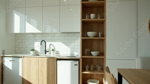Modern Apartment Kitchen Design With Natural Light And Minimalist Wood Accents