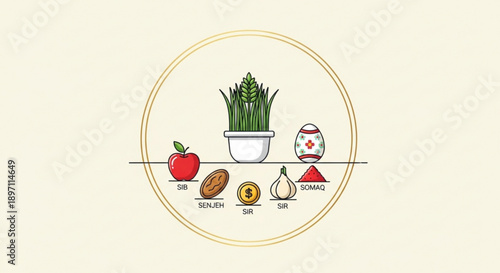 Healthy Food Ingredients Balanced on Scale in Circle Frame