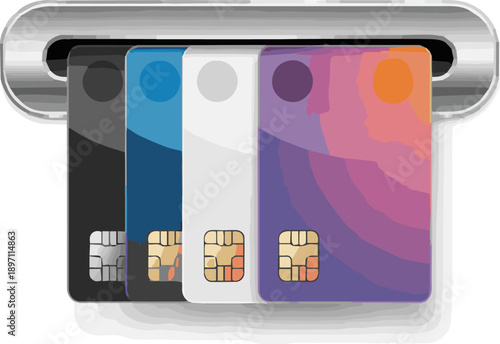 Create a Realistic Blank creditcard in cash point solt vector art with white background..