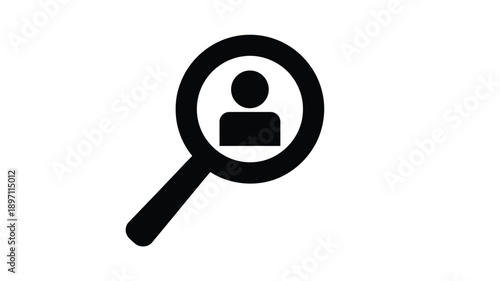 magnifying glass icon with a profile inside representing search silhouette