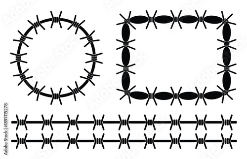 Black Barbed Wire Designs: Circle, Rectangle, and Straight Lines