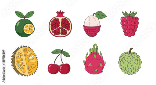 Colorful fruit assortment isolated on white