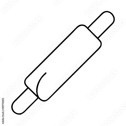 Minimal Rolling Pin Baking Line Icon
