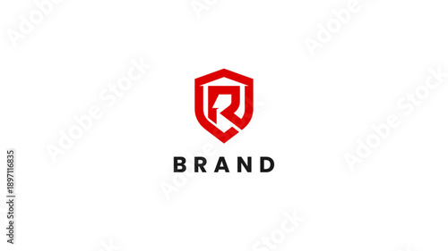 Sleek red shield emblem with a dynamic 'R' mark and upward arrow, representing innovation, security, and forward-thinking progress in corporate and technological identity