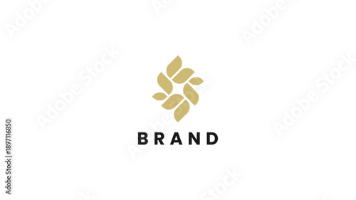 Modern abstract golden leaf cluster emblem representing organic growth, natural beauty, and sophisticated luxury in a minimalist brand design