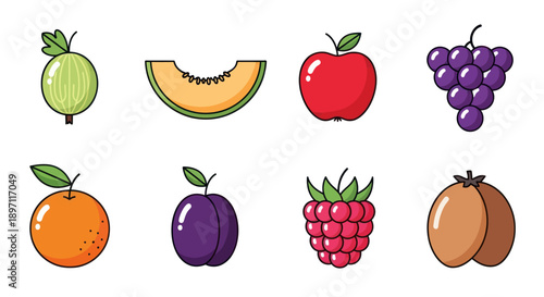 Colorful fruit assortment vector illustration