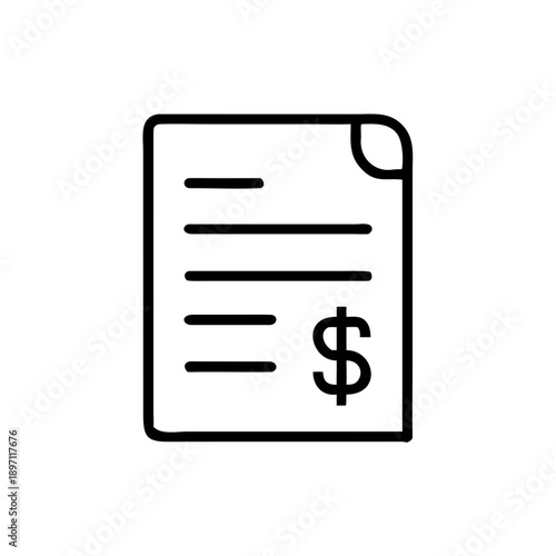 Financial document with dollar sign and lines for notes  