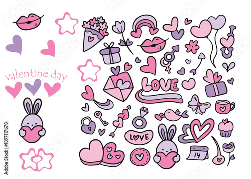 Happy Valentine’s Day Icon Set ,Valentines Day and Romantic Dates Icons