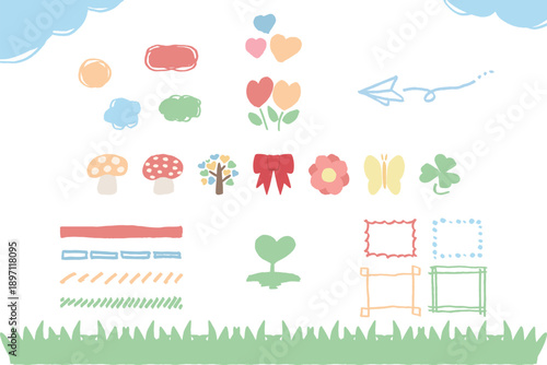 幼稚園・保育園・小児科向け キッズ素材セット｜見やすく可愛い手書きデザイン Kids Design Set for Kindergarten, Nursery School and Pediatric Clinic