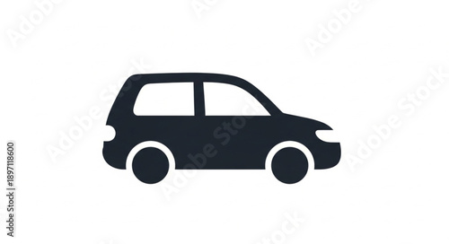 Simple Silhouette Icon of a Compact Car.
