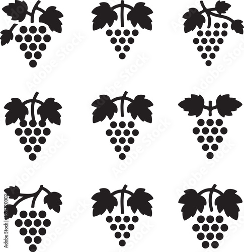 
Minimalist Grape Vine Icon Set