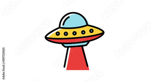 Colorful UFO flying saucer icon on isolated white background