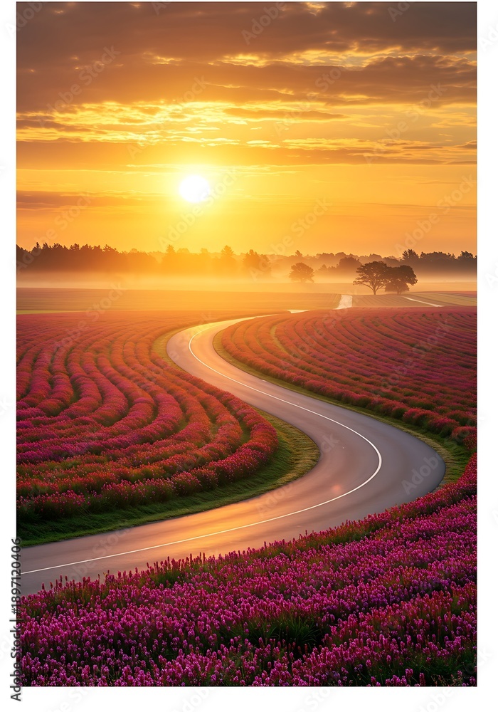 Fototapeta premium Golden Bend: Dawn's Embrace