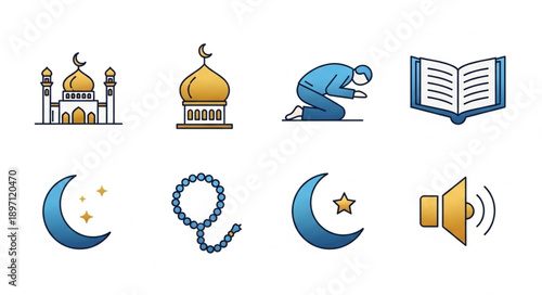 Islamic cultural symbols and religious icons collection.