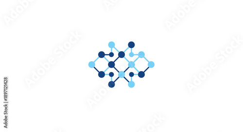 Abstract Digital Network Connection and Data Transfer Dots Lines Logo on an Isolated White Background.
