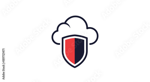 Cloud Security Shield Icon for Data Protection on Isolated White Background
