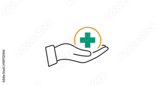 Caring Hand Holding Medical Cross Symbol for Health Support on Isolated White Background
