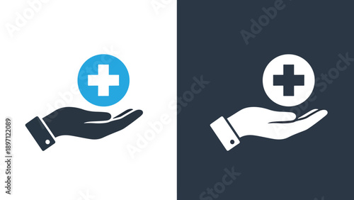 Healthcare symbols - Blue icon set - Solid icons vector collection - Vector icon set - Line and glyph solid icon set - Clipart - Flat Design Icon