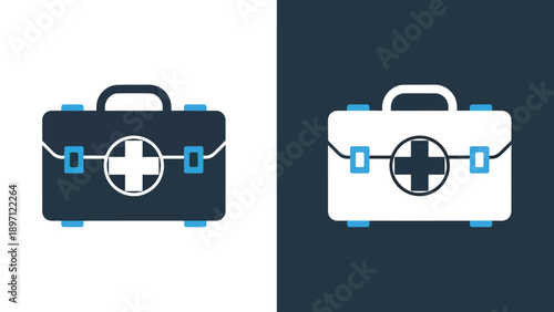 Medical kit icons - Blue icon set - Solid icons vector collection - Vector icon set - Line and glyph solid icon set - Clipart - Flat Design Icon