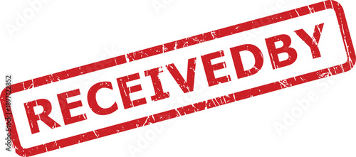 A red grunge textured rubber stamp displaying the single word RECEIVEDBY on a clean white surface