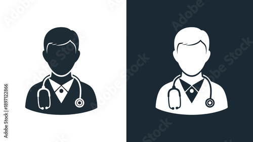 Doctor icons - Blue icon set - Solid icons vector collection - Vector icon set - Line and glyph solid icon set - Clipart - Flat Design Icon
