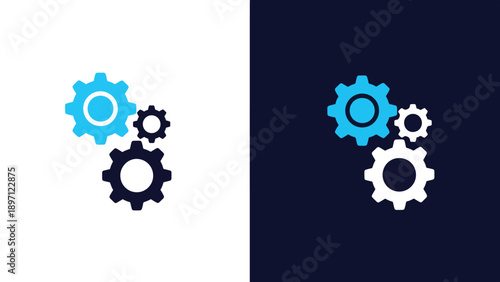 Gear icons - Blue icon set - Solid icons vector collection - Vector icon set - Line and glyph solid icon set - Clipart - Flat Design Icon