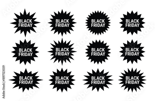 Black friday tag collection banner design for marketing sale promotion isolated vector