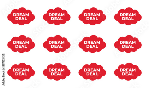 Dream deal cloud vector text box template sale discount offer label for message design