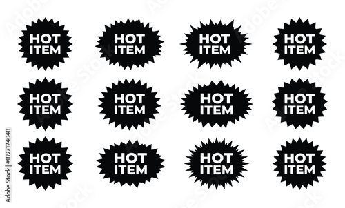 Hot item sale badge starburst sticker label for online store best product emblem