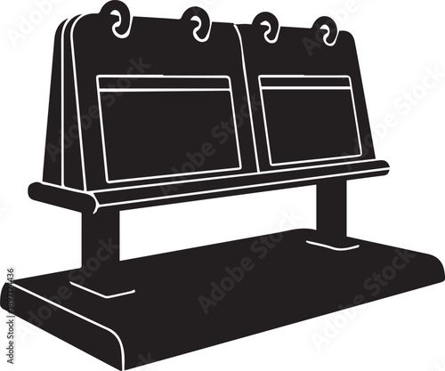 Desk calendar silhouette vector illustration line art style showing two blank month pads on stand