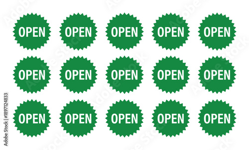 Open tag collection banner design for marketing promotion isolated vector graphic