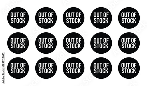 Out of stock sign black for online shop and business purpose on transparent background vector art
